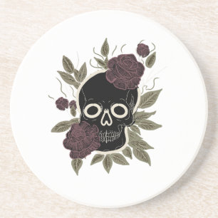 Posavasos Gótico Personalizado Cráneo y Rosas Arte Floral Os