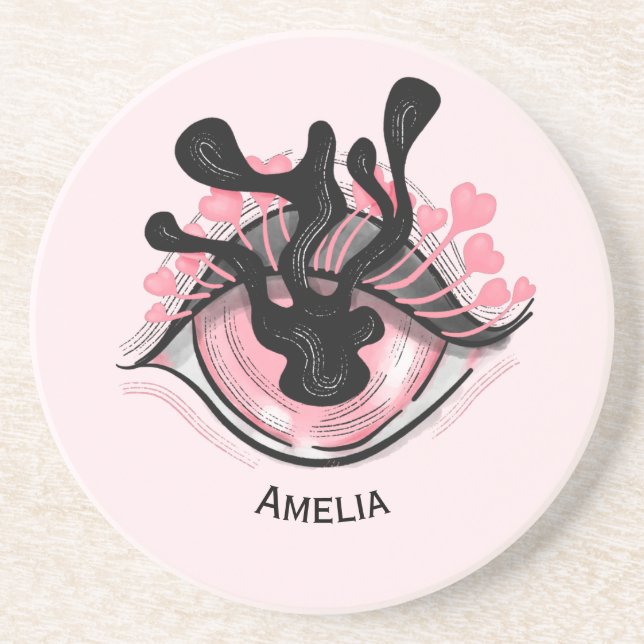 Posavasos Gótico Raro Ojo Rosa Espeluznante Horror Magia Bru (Frente)