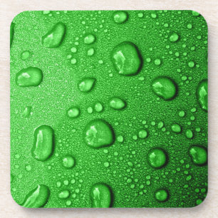Posavasos Gotitas de agua en fondo verde, fresco y mojado