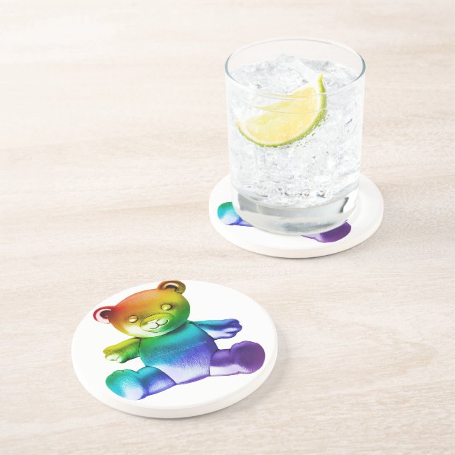 Posavasos Gra de arcoiris de osito metalizado cepillado de S (Lado)