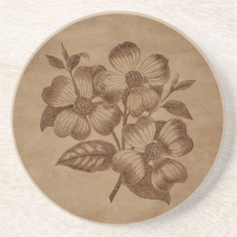 Posavasos Grabación floral en papel viejo