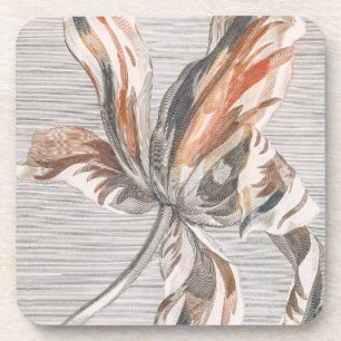Posavasos Grabado Antiguo de Flor de Tulipán Elegante con Ra
