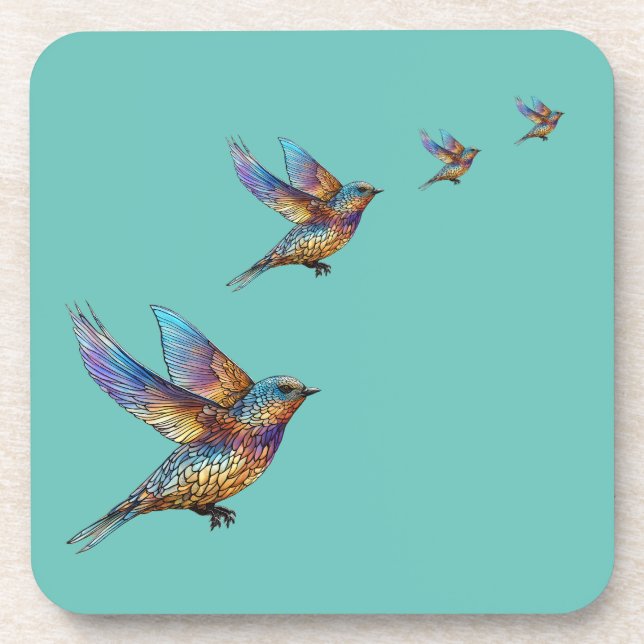 Posavasos "Graceful Aviator" Pájaro Swift Multicolorido (Frente)