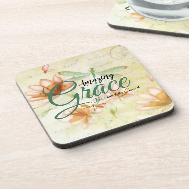 Posavasos Gracia asombrosa Flores y libélula   (Lado Izquierdo)