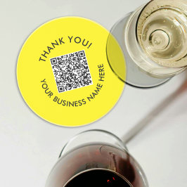 Posavasos Gracias | Código QR de sitio web amarillo y negro