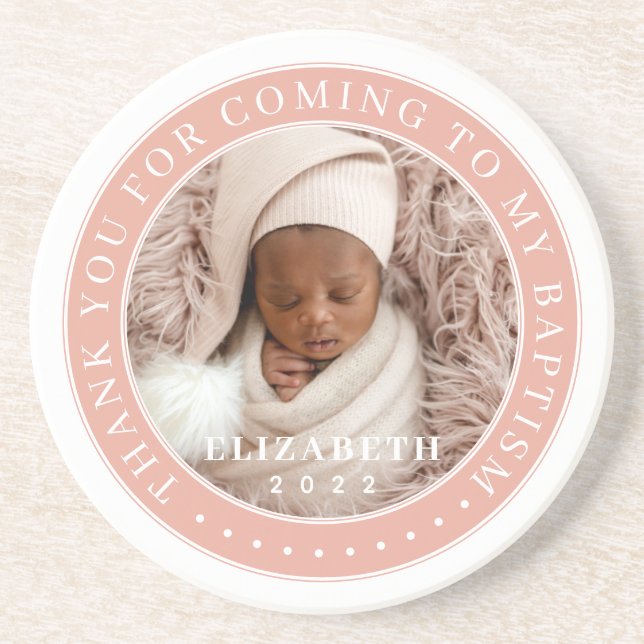 Posavasos Gracias Por Ir A Mi Foto Moderna De Bautismo (Frente)