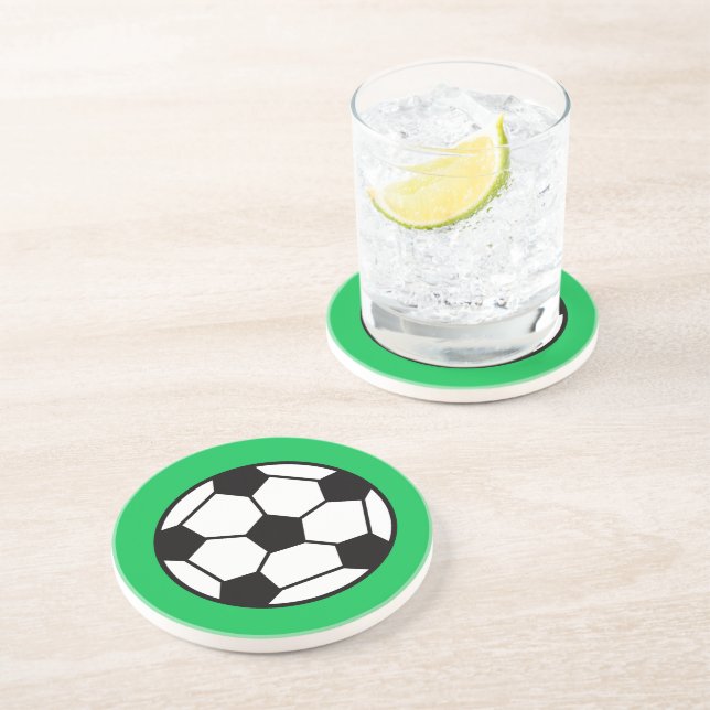 Posavasos Graciosa Bola De Fútbol En Fondo Verde (Lado)