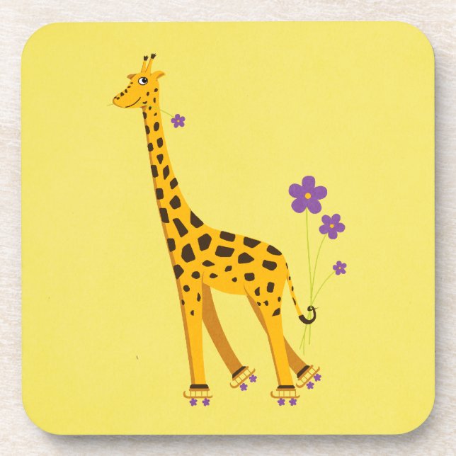 Posavasos Graciosa Giraffe Roller Patinaje Amarillo Girly (Frente)