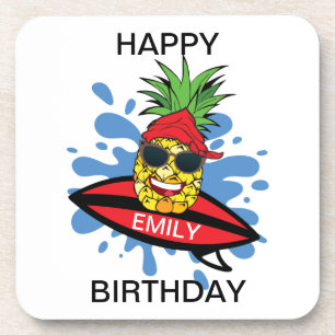 Posavasos Gracioso Birthday Surfing Pineapple
