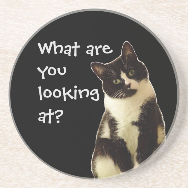 Posavasos Gracioso gato "¡Qué estás mirando!" (Frente)