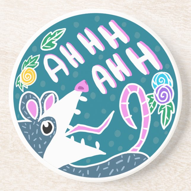 Posavasos Gracioso Grito Floral Possum (Frente)
