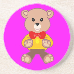 Posavasos Gracioso oso oso cutáneo de Bowtie Bear en una mon
