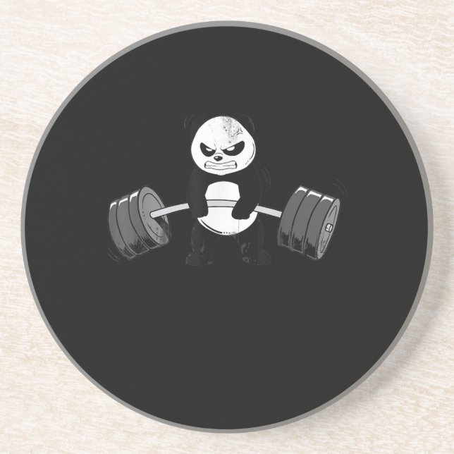Posavasos Gracioso Panda Workout Kitten Gym Deadlift Power (Frente)