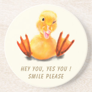 Posavasos Gracioso Pato Amarillo Jugador Sonrisa Wink Añadir