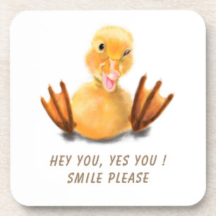 Posavasos Gracioso pato amarillo juguetón Wink feliz Persona