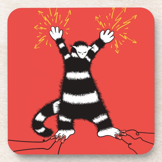 Posavasos Gracioso personaje de gato eléctrico de alto volta (Frente)