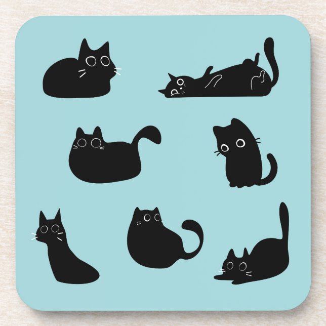 Posavasos Graciosos gatos negros (Frente)