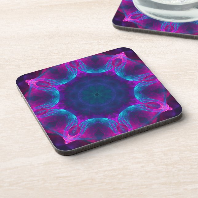 Posavasos Gradiente azul y rosado neón oscuro de Kaleidoscop (Lado Izquierdo)