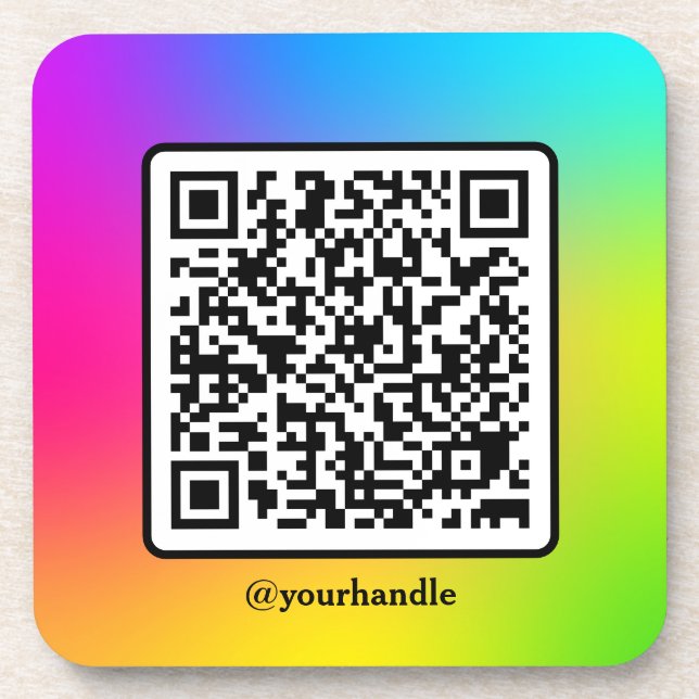 Posavasos Gradiente de Personalizado de código QR de Social  (Frente)