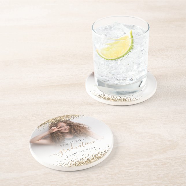 Posavasos Graduación de nombre fotográfico de Purpurina dora (Lado)