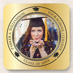 Posavasos Graduación Foto Oro Tone Grad Clase Año