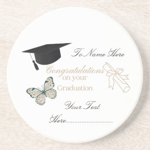 Posavasos Graduación Personalizada con Mariposas y Sombrero