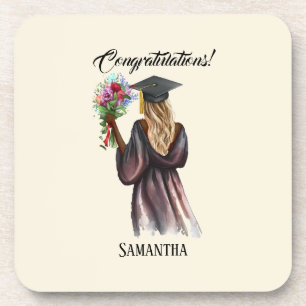 Posavasos Graduación personalizada de acuarela (14)