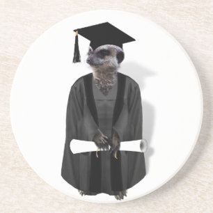 Posavasos Graduado de Meerkat con traje gris y negro