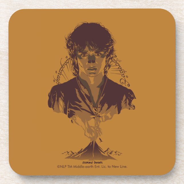 Posavasos Gráfica de la inscripción Tengwar de FRODO™ MOUNT  (Frente)