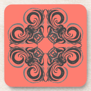 Posavasos Gráfico curvado y retro de coral