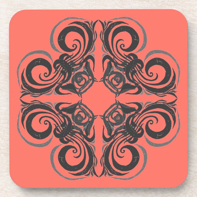 Posavasos Gráfico curvado y retro de coral (Frente)