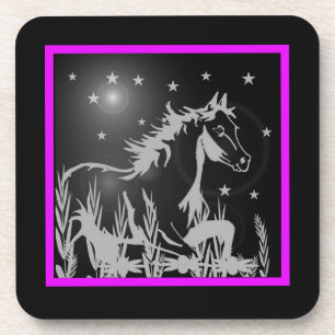 Posavasos gráfico de caballos salvajes, rosa