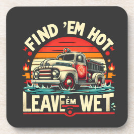 Posavasos Gráfico de Camión de Bomberos Antiguo al Atardecer