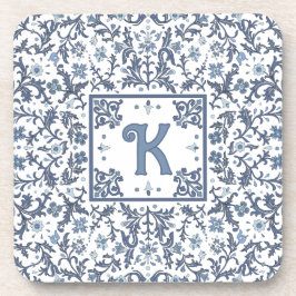 Posavasos Gráfico floral azul personalizado