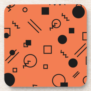 Posavasos gráfico Memphis naranja, divertido, de moda y geom