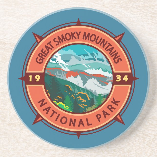 Posavasos Gran brújula retro del parque nacional de las mont (Frente)