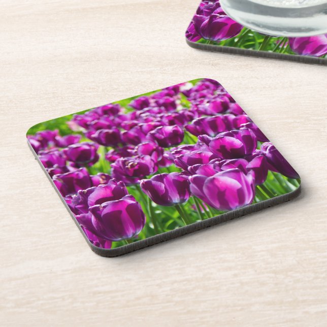 Posavasos Gran campo de tulipanes morados (Lado Izquierdo)
