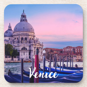 Posavasos Gran Canal con góndolas e iglesia en Venecia