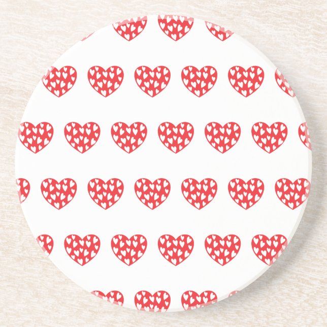Posavasos Gran Corazón Rojo Con Corazones Pequeños (Frente)