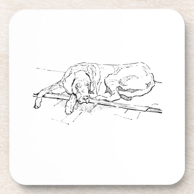 Posavasos Gran Danés, Ilustración de perro con tinta (Frente)