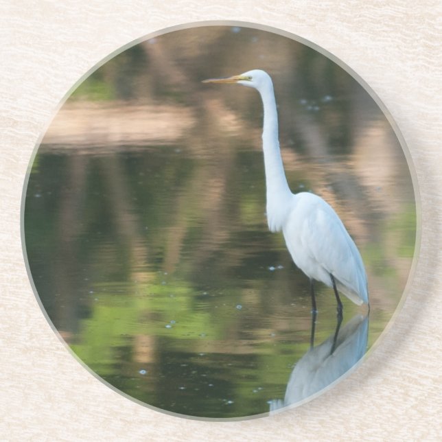 Posavasos Gran Egret Blanco (Frente)