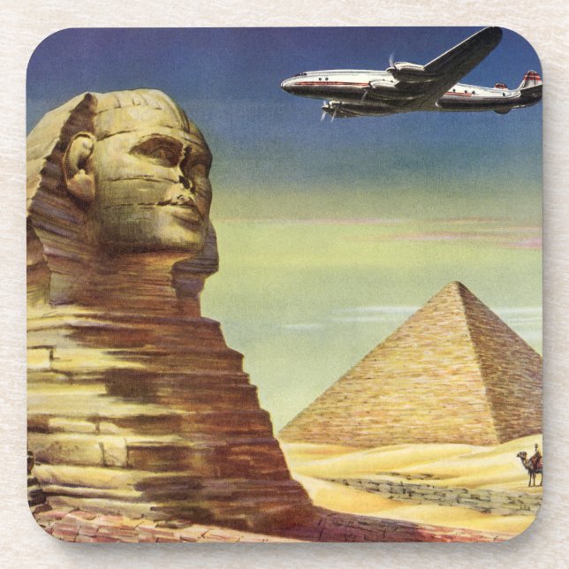 Posavasos Gran Esfinge Vintage de Giza, Pirámides de Egipto (Frente)