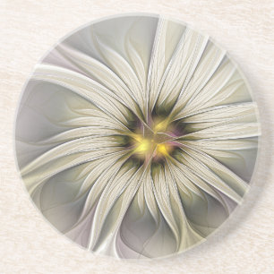 Posavasos Gran Flor de Marfil, Arte Fractal Moderno Abstract