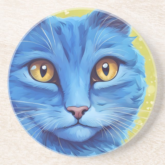 Posavasos Gran gato azul. (Frente)