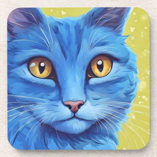 Posavasos Gran gato azul. (Frente)