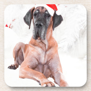 Posavasos Gran Gorra de perro danés Feliz Navidad