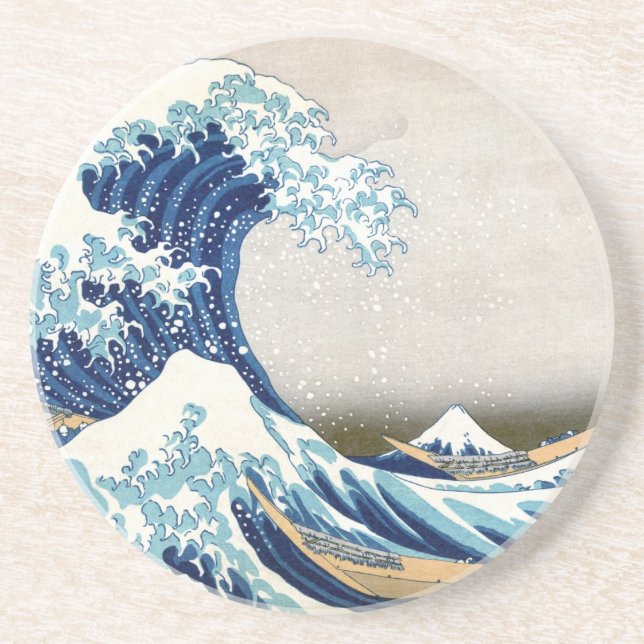 Posavasos Gran ola del Bella Artes Kanagawa Hokusai (Frente)