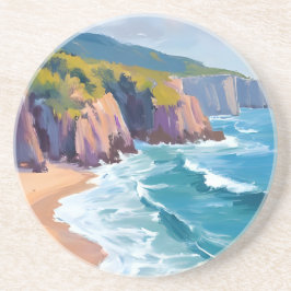 Posavasos Gran pintura al acuarela del océano de Big Sur, Ca