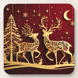 Posavasos Gran Vals de los Reno – Patrón Navideño Caprichoso