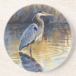 Posavasos Grandes acuarelas de garzas azules del río